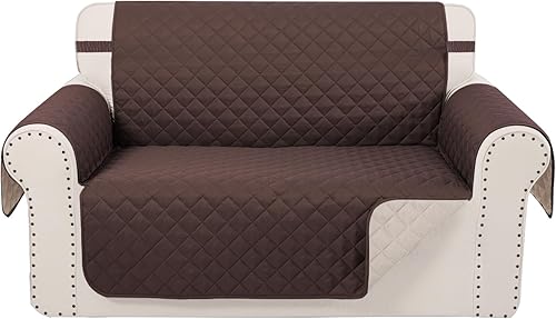 Fundas reversibles para sofá biplaza, protector de muebles (sofá biplaza pequeño, chocolatebeige)