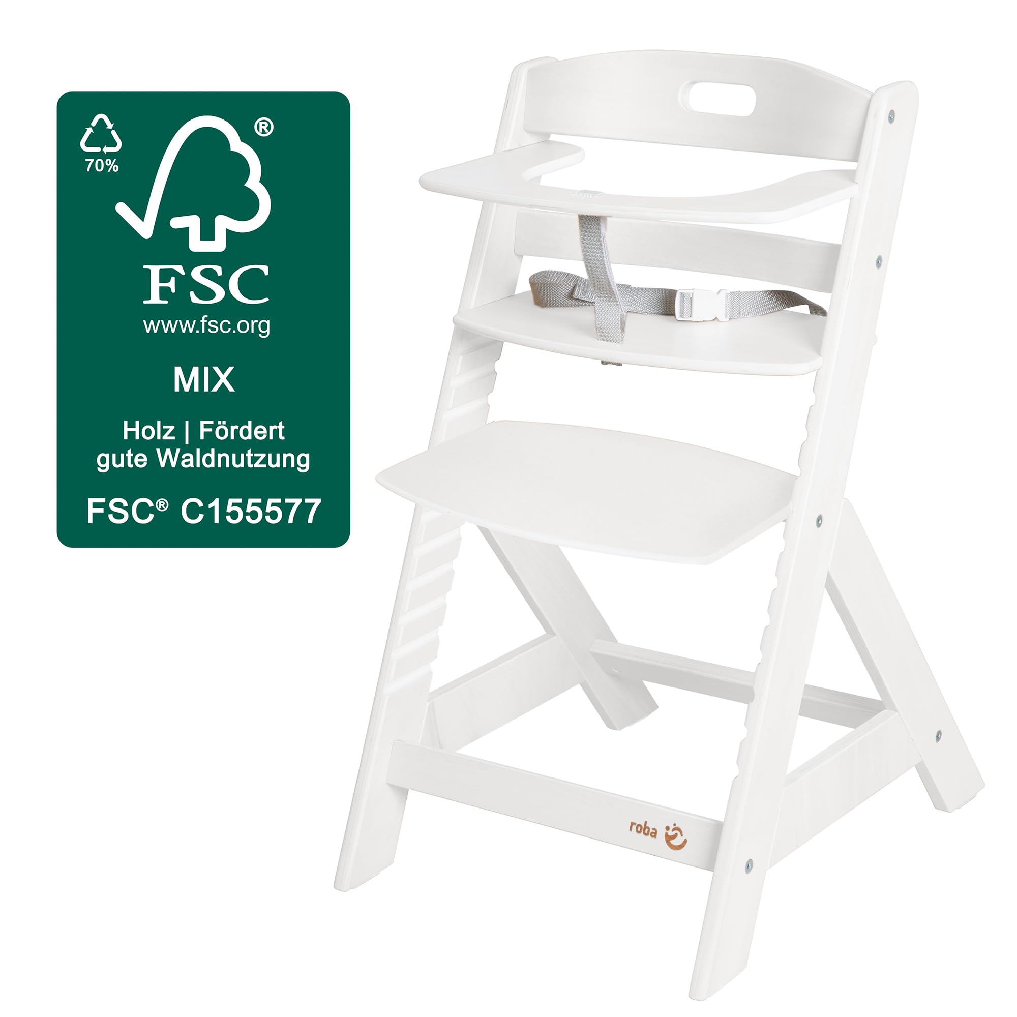 roba Trona para Bebé Liv Up Incl. Organizador de Trona – Trona Infantil de Madera Certificada FSC – Desde 6 Meses – Hasta 70 kg – Blanco