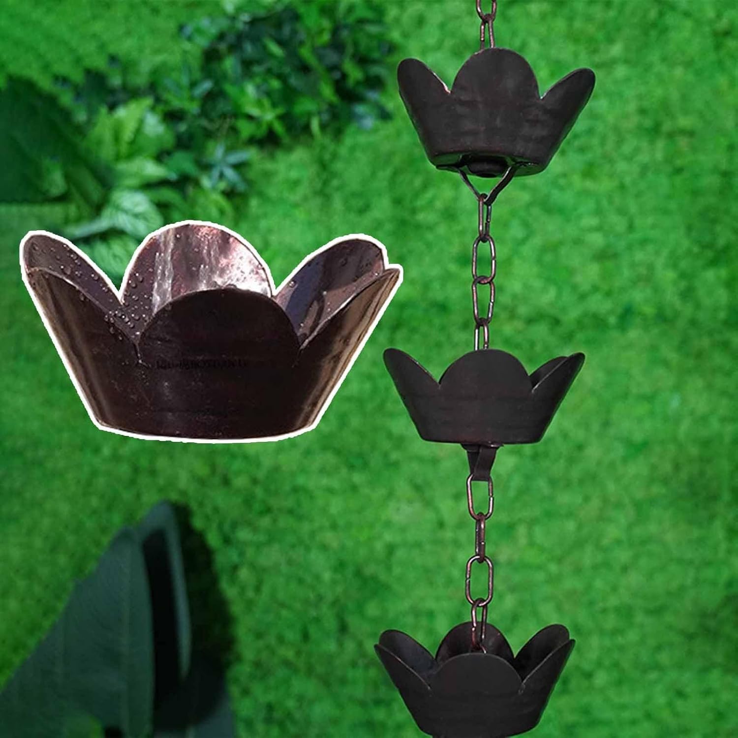Metal Rain Chains for Outdoor Decor, Decorative Rain Catcher Downspout Replacement, 3.3 Ft to 10 Ft Lengths, Stylish Garden Water Feature, Durable, Easy Install