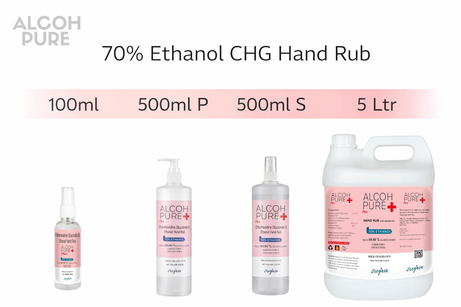 ALCOHPURE Plus CHG Hand Rub Spray, 70% Ethanol, FDA Approved (Pack of 3-100ml) 3