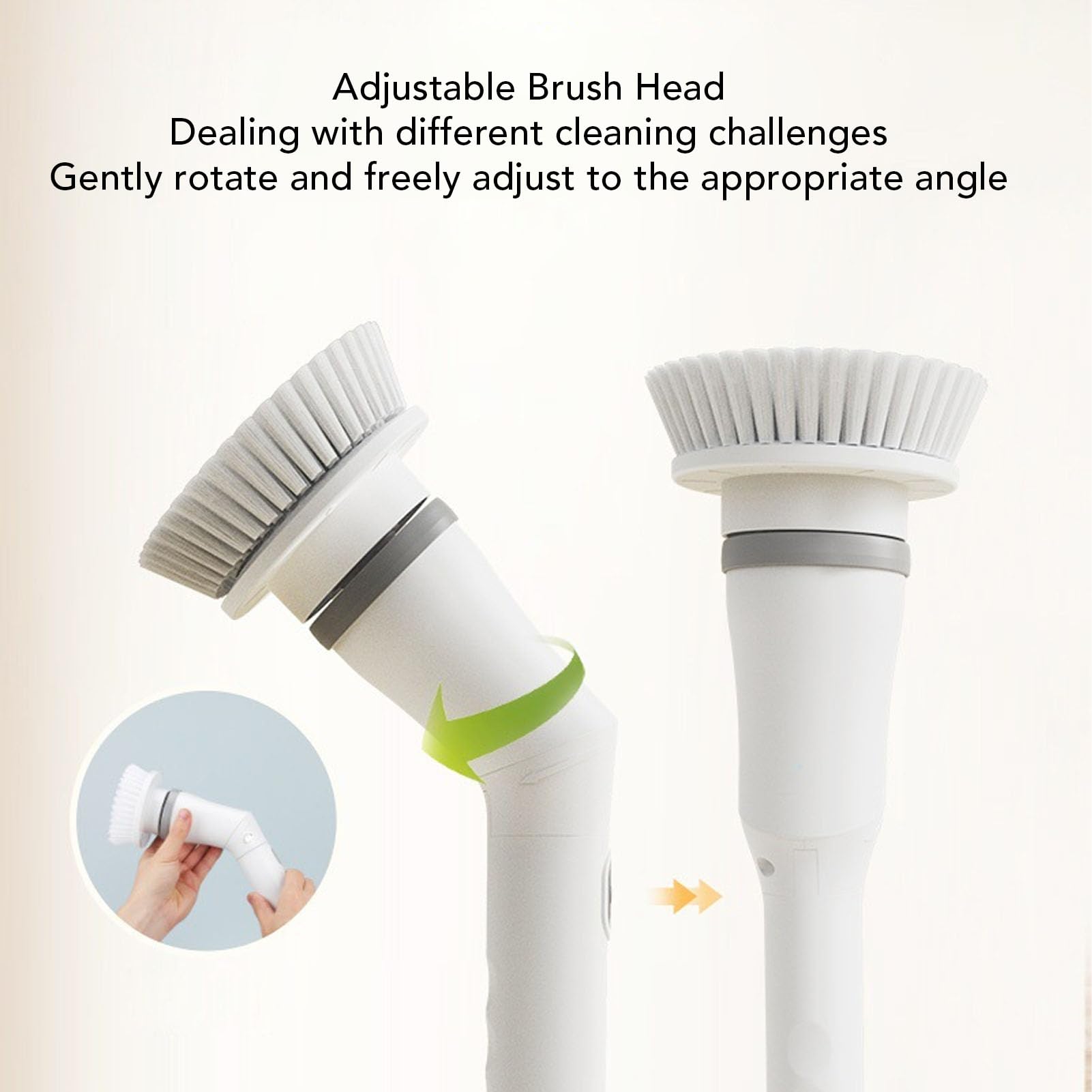 Fregadora Giratoria Eléctrica, Cepillo de Limpieza Inalámbrico de 25 W con 6 Cabezales de Cepillo Reemplazables y Longitud Ajustable, IPX6 a Prueba de Agua para Baño, Bañera,