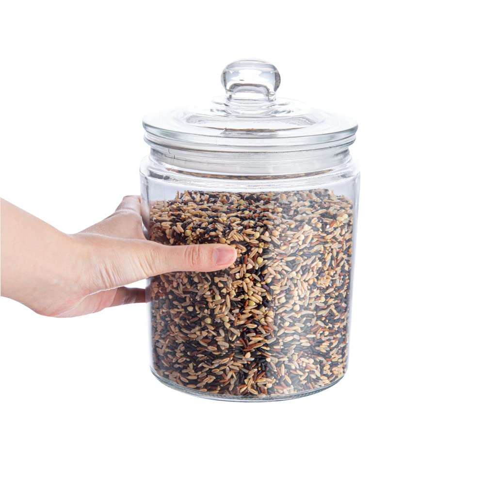 Restaurantware Vetri szklany słoik do przechowywania o pojemności 0,5 gala, ze szklaną pokrywką, 15 x 15 x 20 cm, 1 pudełko