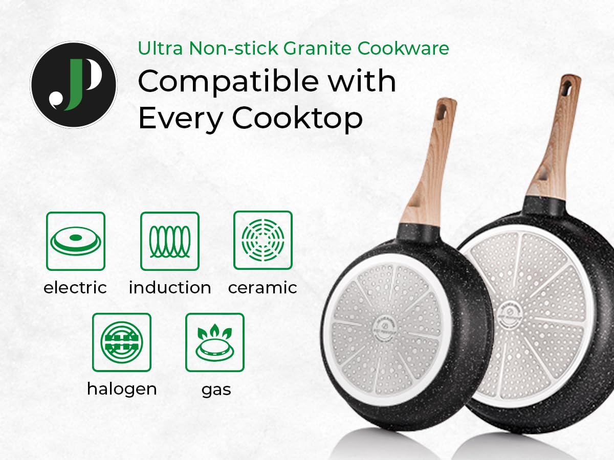 Just Perfect Kitchen Pot & Patelni Set Non-Stick 21 Pieces, Nieprzywierająca bateria kuchenna Aluminium, do wszystkich kuchenek, nawet indukcyjnych, garnków kuchennych z pokrywkami