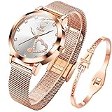 💖 MODISCH UHR FÜR DAMEN 💖 : Einfache und elegante Damenuhr aus edelstahl, luxuriöses klassisches Designkonzept, mit stilvoll und schön armreif. Unsere klassische Elegante Damen Armbanduhr passt hervorragend zu jedem Anlass.