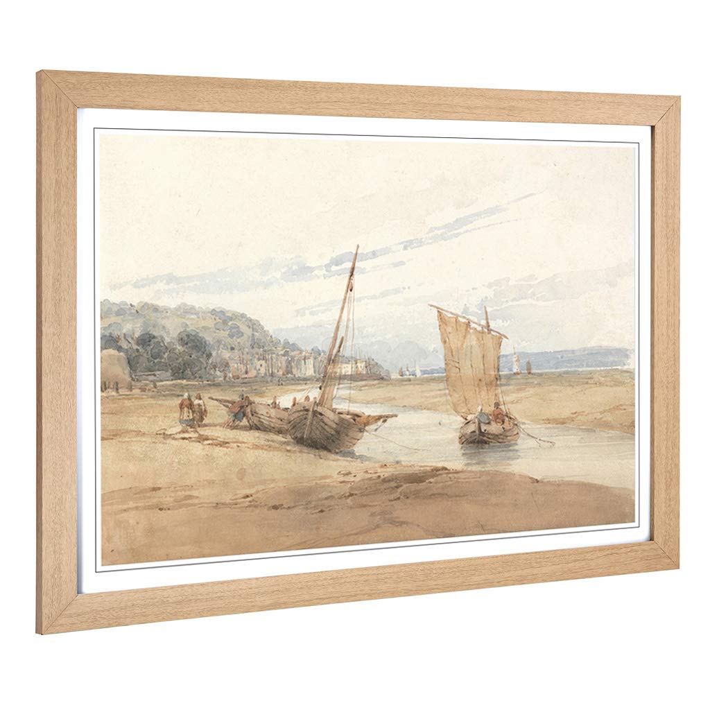 Big Box Art Framed Print of Richard Bonington Near Honfleur Design | Wall Art Picture | Home Decor for Kitchen, Living Room, Bedroom, Hallway, Oak, A2 / 24.5x18 Inch / 62x45cm
