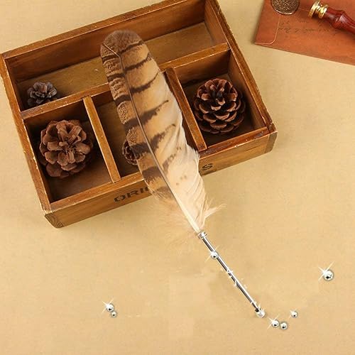 Miniatura 5 de SpyShop Bolígrafo de pluma de estilo clásico de papelería, pluma de tinta para niños, pluma estilográfica de búho natural para decoración y