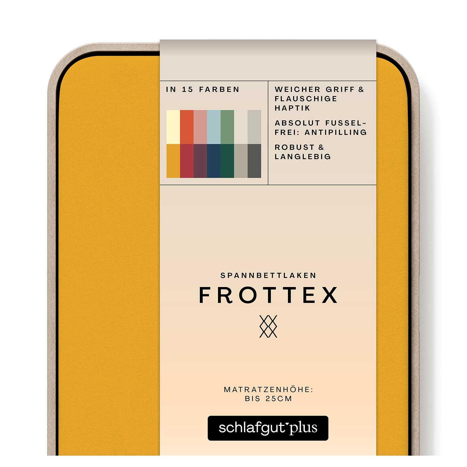 schlafgut Frottex Spannbettlaken 180x200 cm Frottee Baumwolle, Yellow Deep