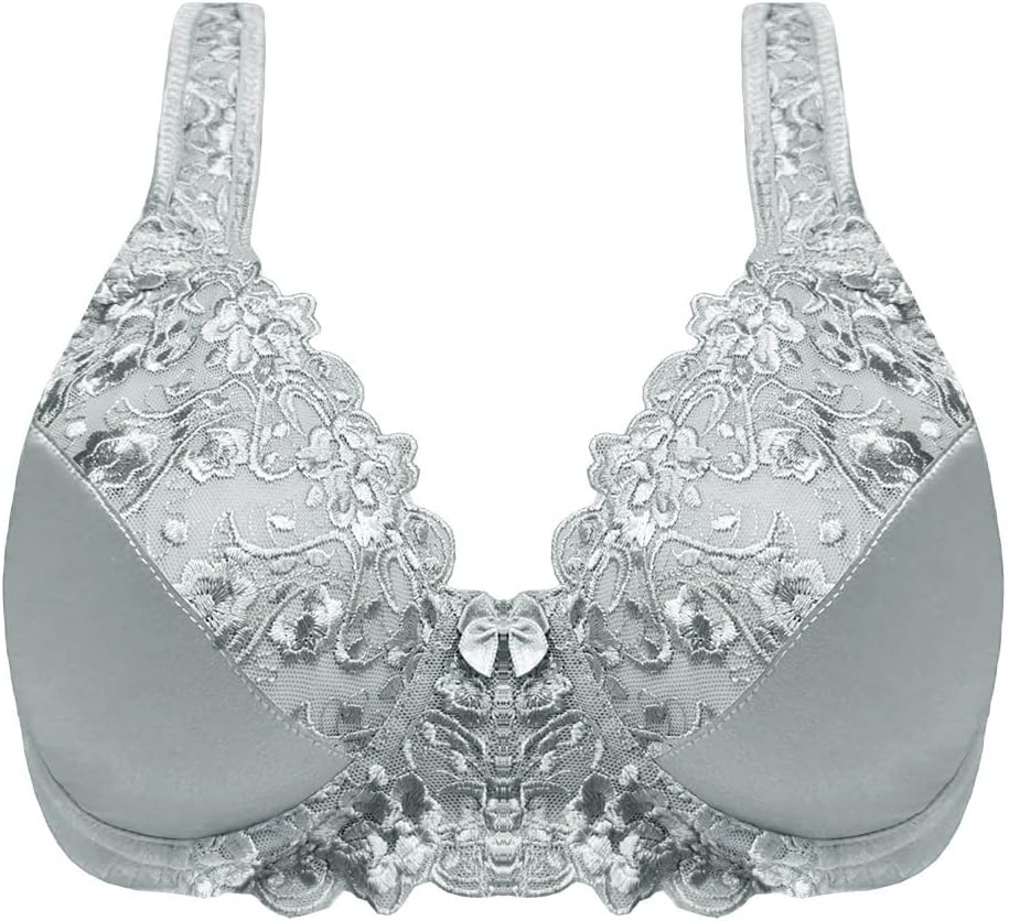 TELIMUSSTO Women's Full Coverage Floral Lace Underwired Bra Plus Size Non Padded Comfort Bra - Image 4