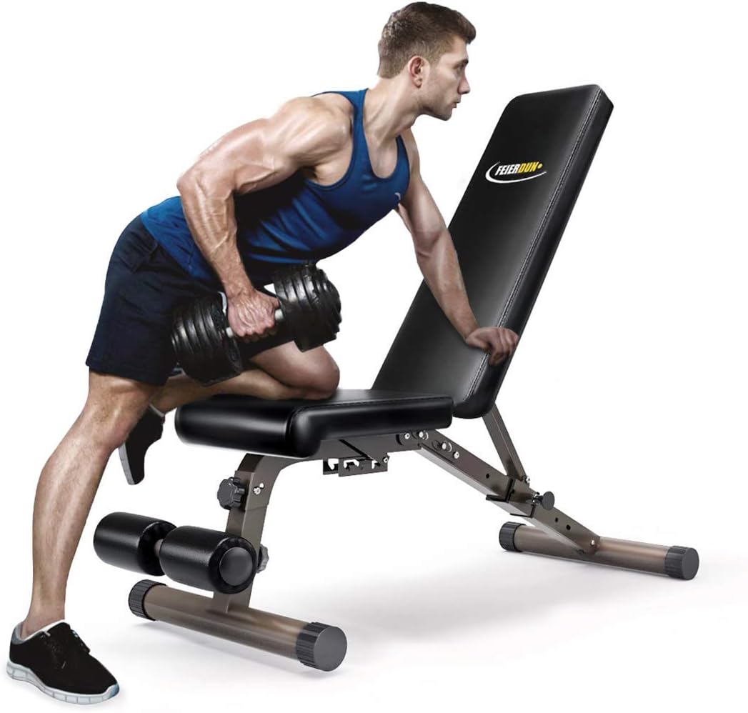FEIERDUN Weight Bench, Adjustable Workout Bench with Incline & Decline, 700lb Weight Capacity Weight Benches, 1538MM Extended Size Utility Benches, Foldable No Assembly Need Benches