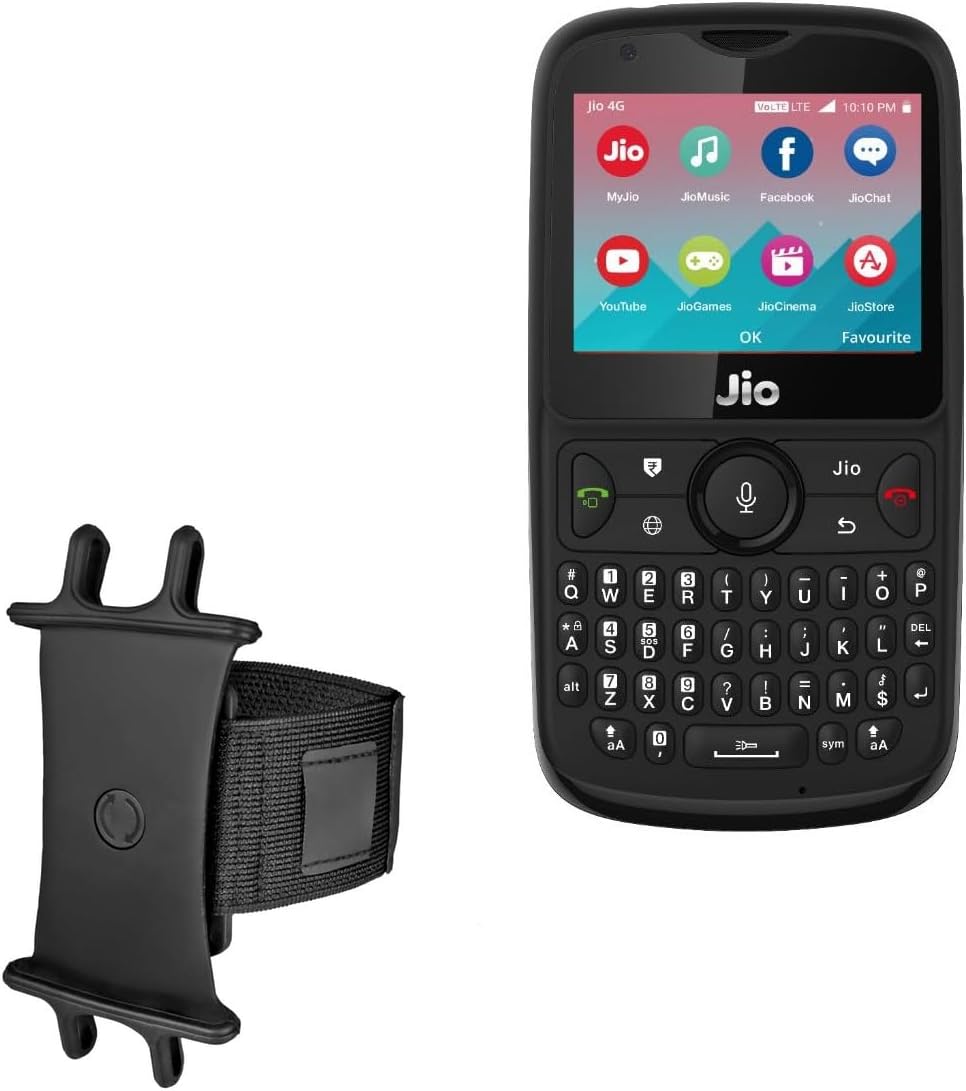 BoxWave Holster Compatible with Jio Phone 2 - ActiveStretch Sport Armband, Adjustable Armband for Workout and Running - Jet Black