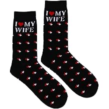 Mikovivi Husband Socks, Soft Cotton I Love My Wife Stocking Stuffers Funny Husband Gifts Wedding Anniversary Christmas Gift Birthday Groom Warm Gift (Black)