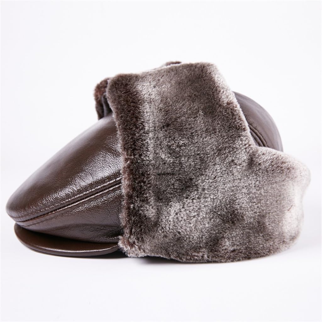 VIDI Leather Hat, Lei Feng, Men's Winter Thick and Warm Outdoor Ear Protection Cotton