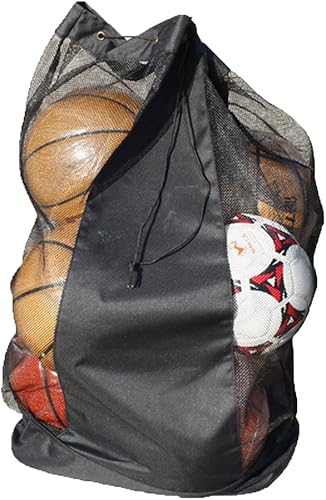 Miniatura 4 de Greenery-GRE Bolsa de equipo de malla extra grande con correa ajustable con cordón resistente para 15 pelotas de fútbol, Netball Baloncesto Bolsas