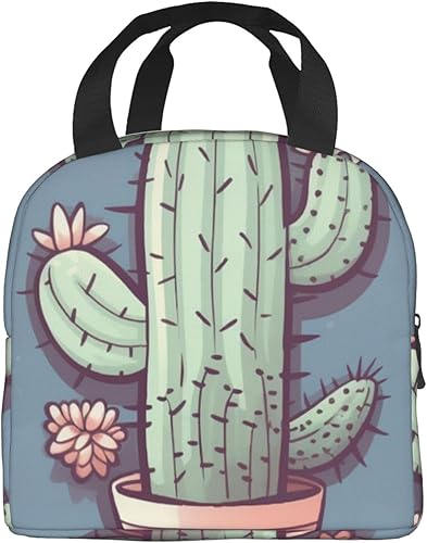 Miniatura 8 de Lonchera aislada para mujeres y hombres, lindo cactus reutilizable, lonchera enfriadora, loncheras impermeables para picnic, oficina, trabajo