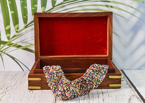 Miniatura 5 de Ajuny Caja de almacenamiento de cofre de tesoro de madera tallada a mano con elefante, caja de almacenamiento perfecta de 7 x 5 pulgadas