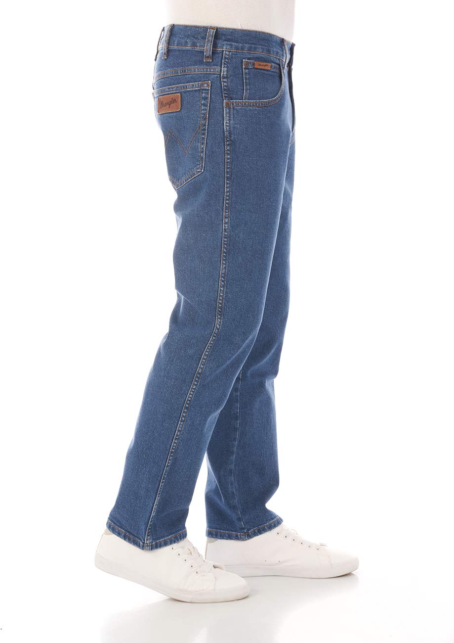 Wrangler Męskie dżinsy Regular Fit Texas Stretch spodnie Authentic Straight Jeans Denim bawełna czarno-niebieskie szare w28 w29 w30 w31 w32 w33 w34 w36 w38 w40 w42 w44