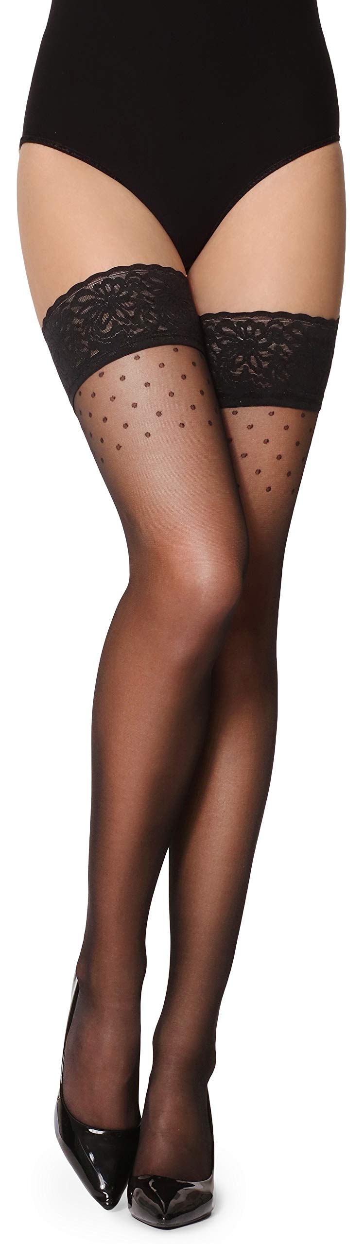 Merry Style Damen Halterlose Strümpfe mit Muster 20 DEN GI1108