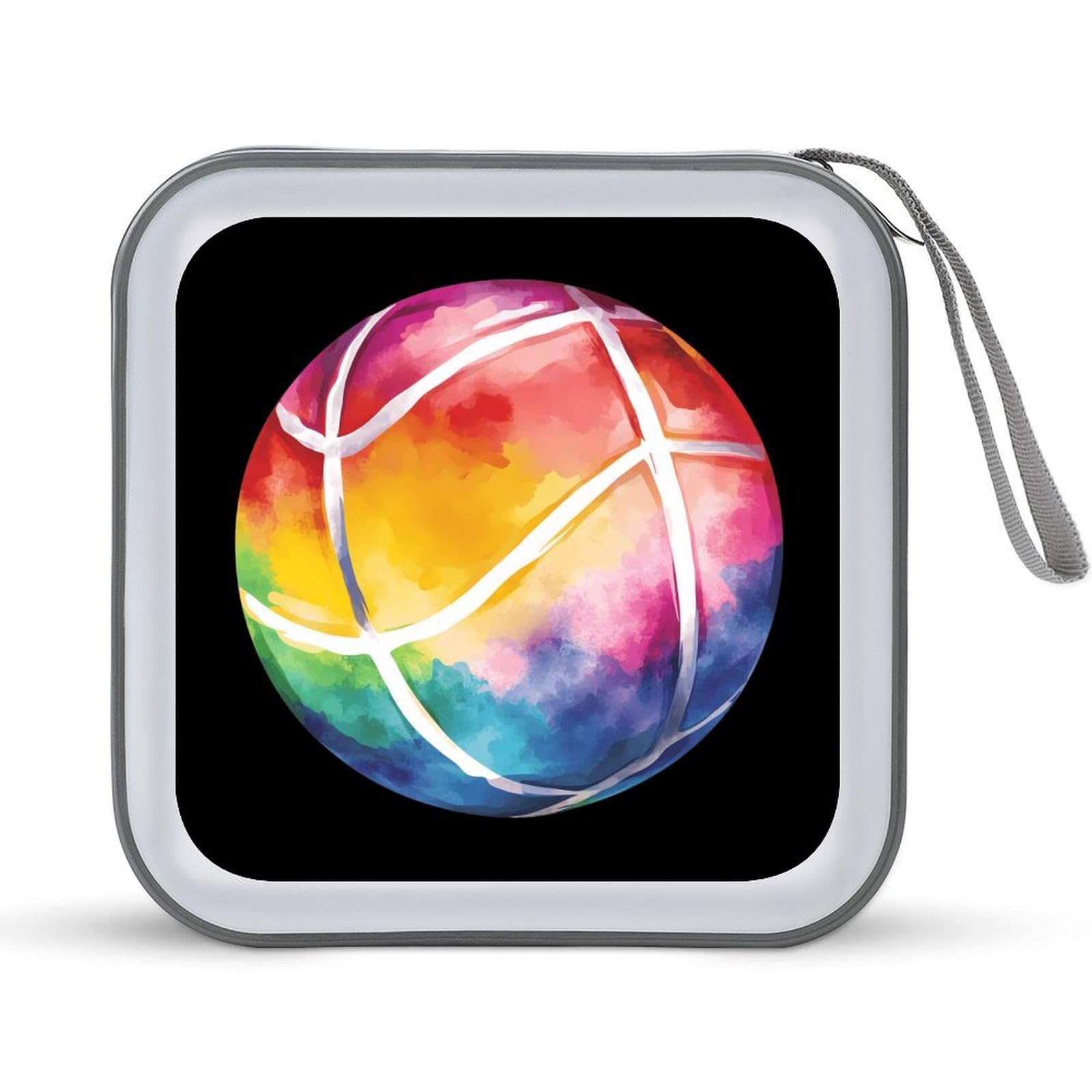 Volleyball Ball Tie-dye CD Case Portable DVD Holder Storage Organizer for Home Travel