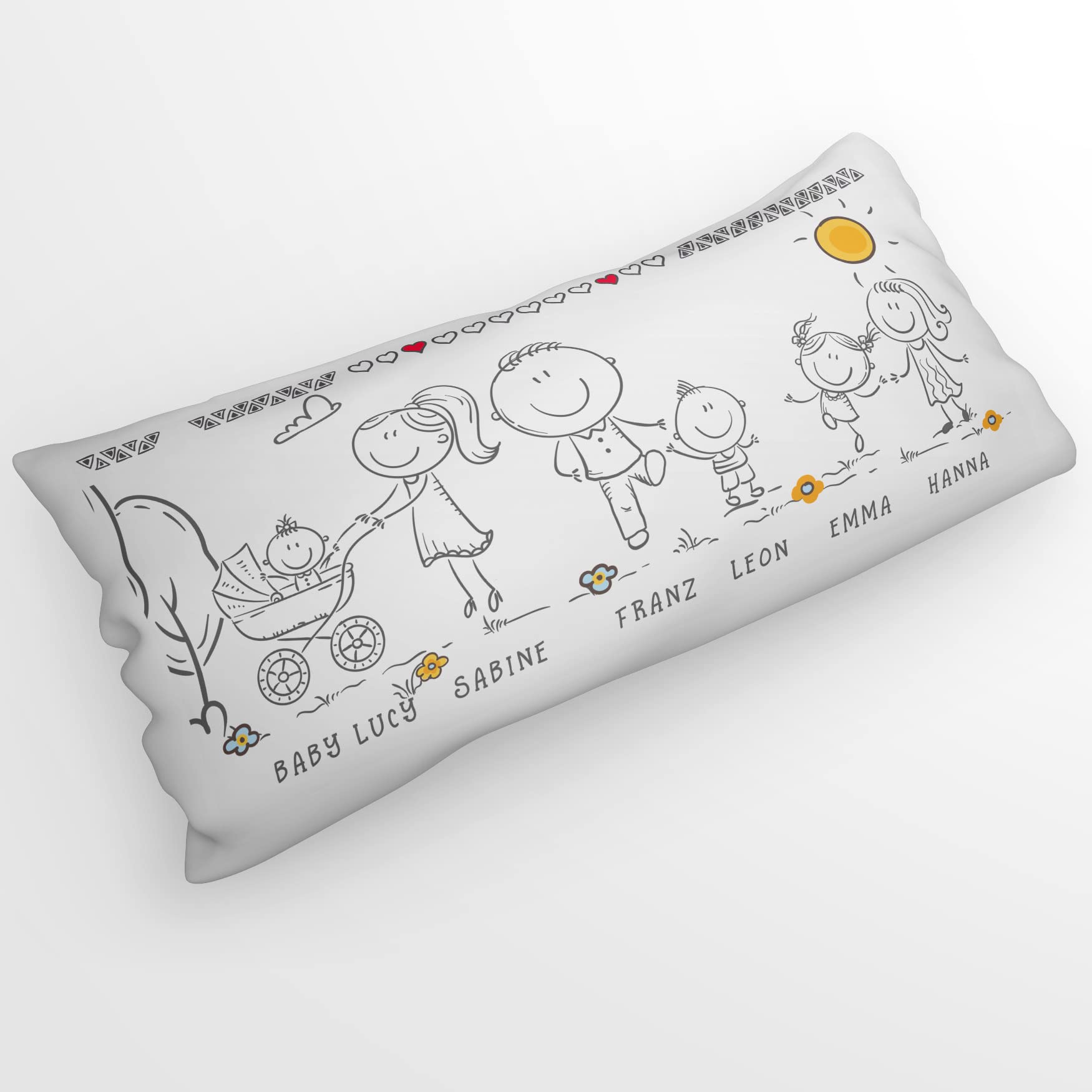 Kissenlong personalisiert Partnerkissen Strichmännchen mit Füllung Geschenk
