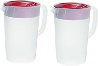 Rubbermaid Servin' Saver 1 Gallon Pitcher Set of 2, Red - 3-Position Lid, Easy Pour Handle, Dishwasher Safe