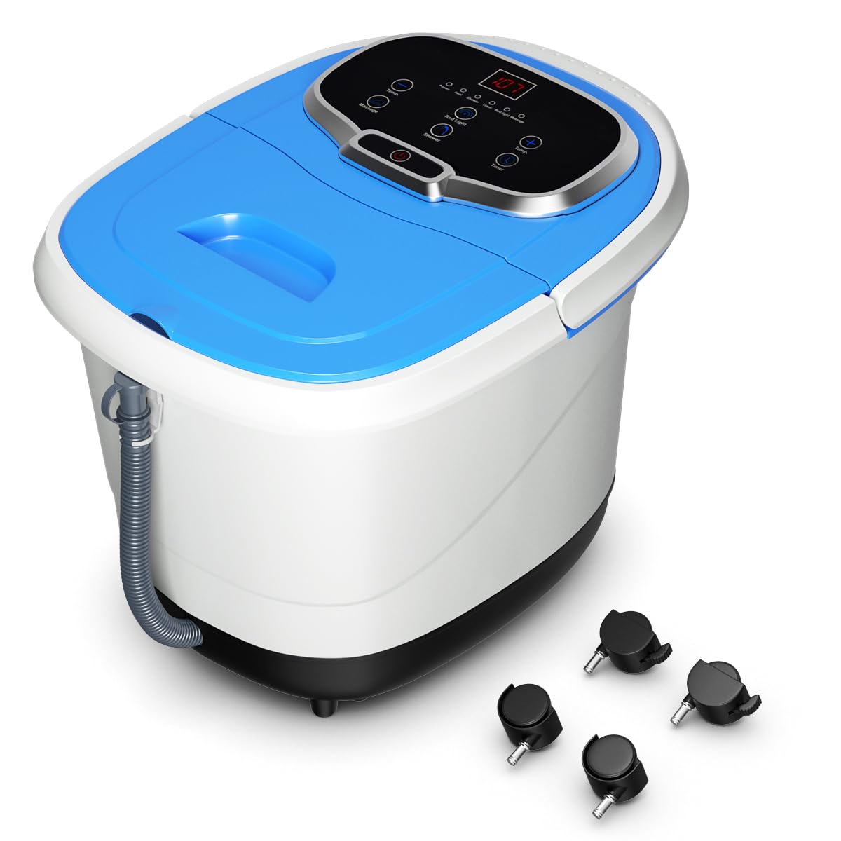 SOARS Fußbad Massagegerät elektrisch, Fußbadewanne mit Abnehmbarer Massagefläche, mobiles Fußmassagegerät mit Heizungs- & Dusch-Funktion, 10-60min Timer, 35-48℃ (Blau)
