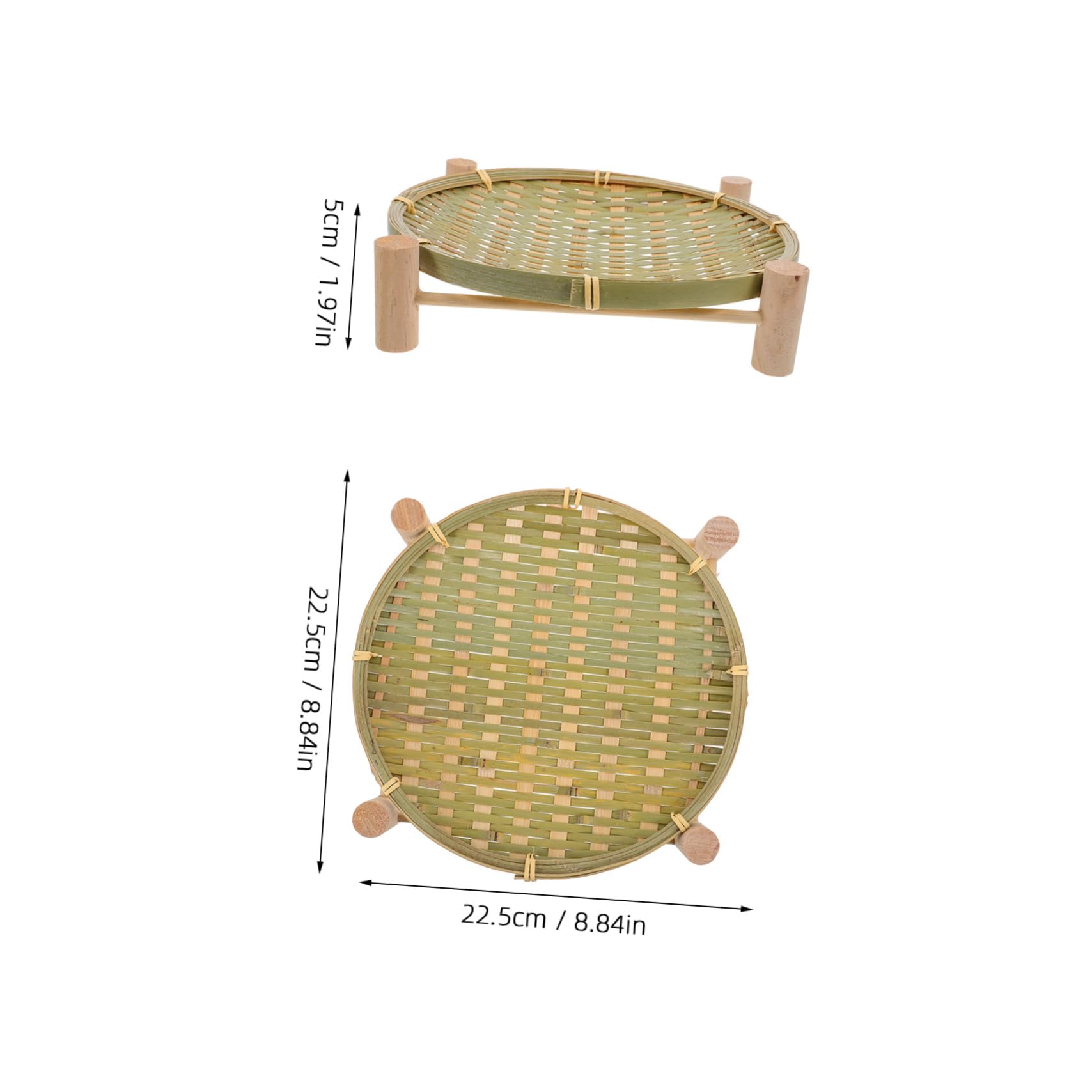 STOBAZA 1 Set Woven Snack and Fruit Tray Serving Basket with Stand for Displaying Bread Fruits and Snacks Hotels Restaurants and Homes