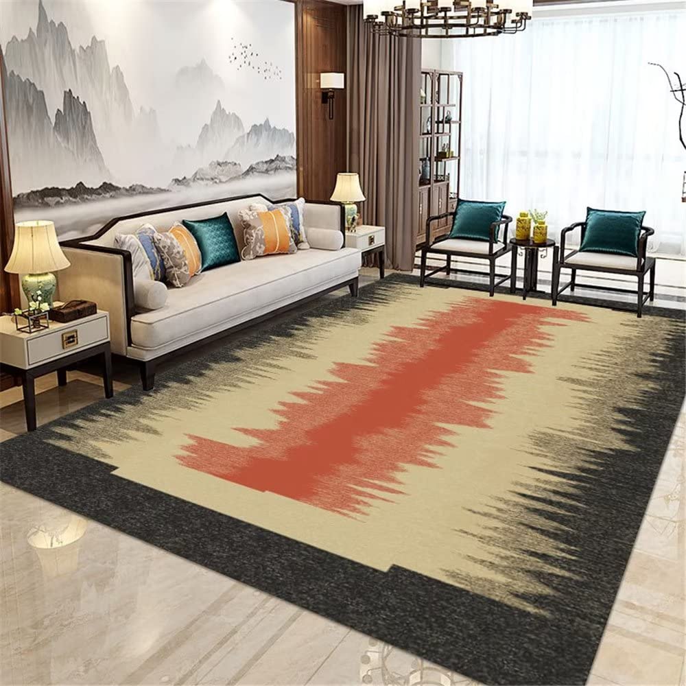 Tapis de salon rouge rayures abstrait moderne 80X120CM doux pour décoration