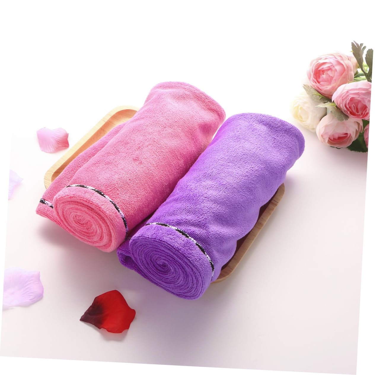 Asciugamano Turbante Per Capelli Ricci - 100% Cotone, Made In Italy, Protezione Capelli, Tutte Le Lunghezze, Viola - Foto 11