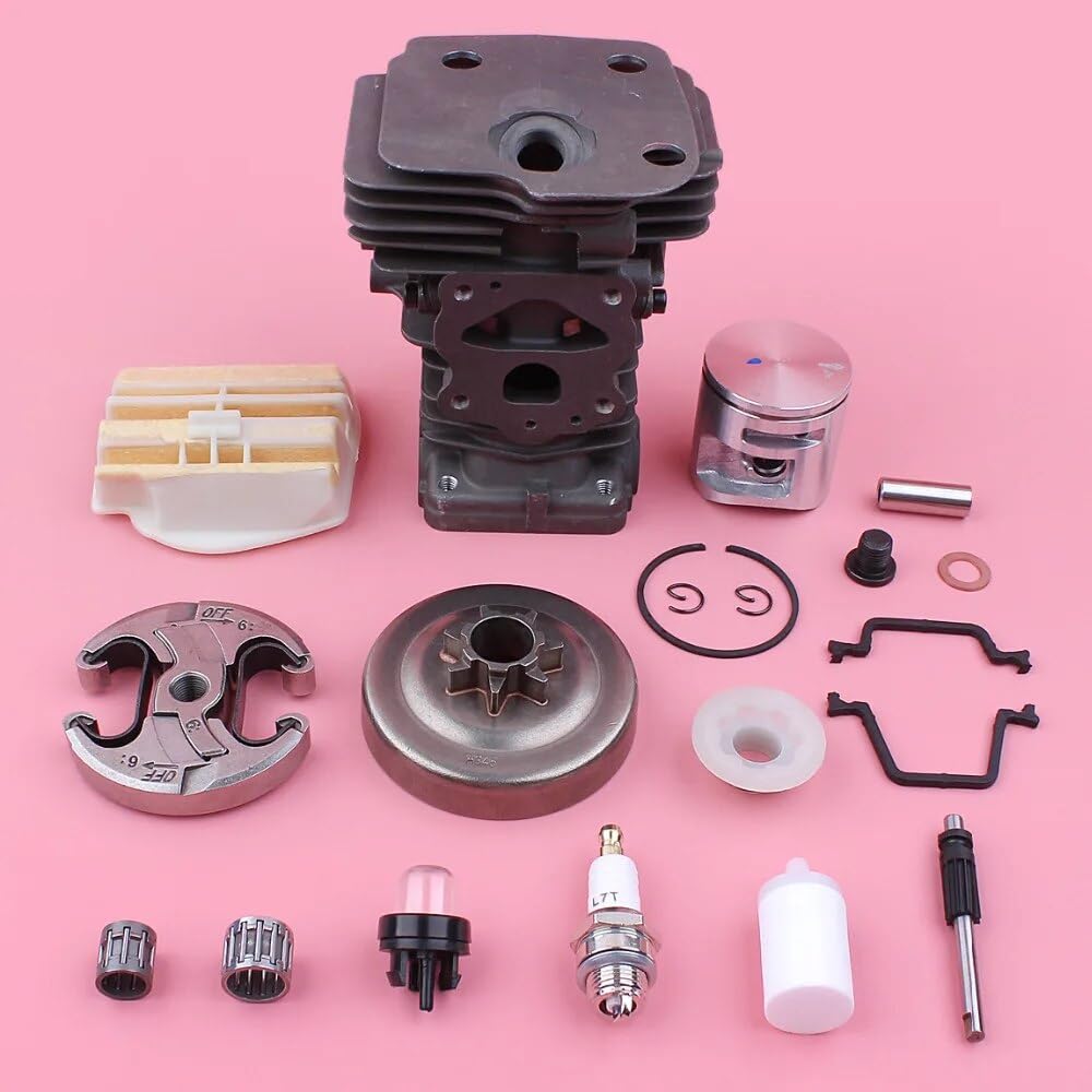 Zestaw tłoka cylindra 44mm do Husqvarna 445 450 .325 7 zębów bęben sprzęgła filtr powietrza paliwa pompa olejowa piła łańcuchowa wymień część zamienną Zestaw cylindrów piły łańcuchowej