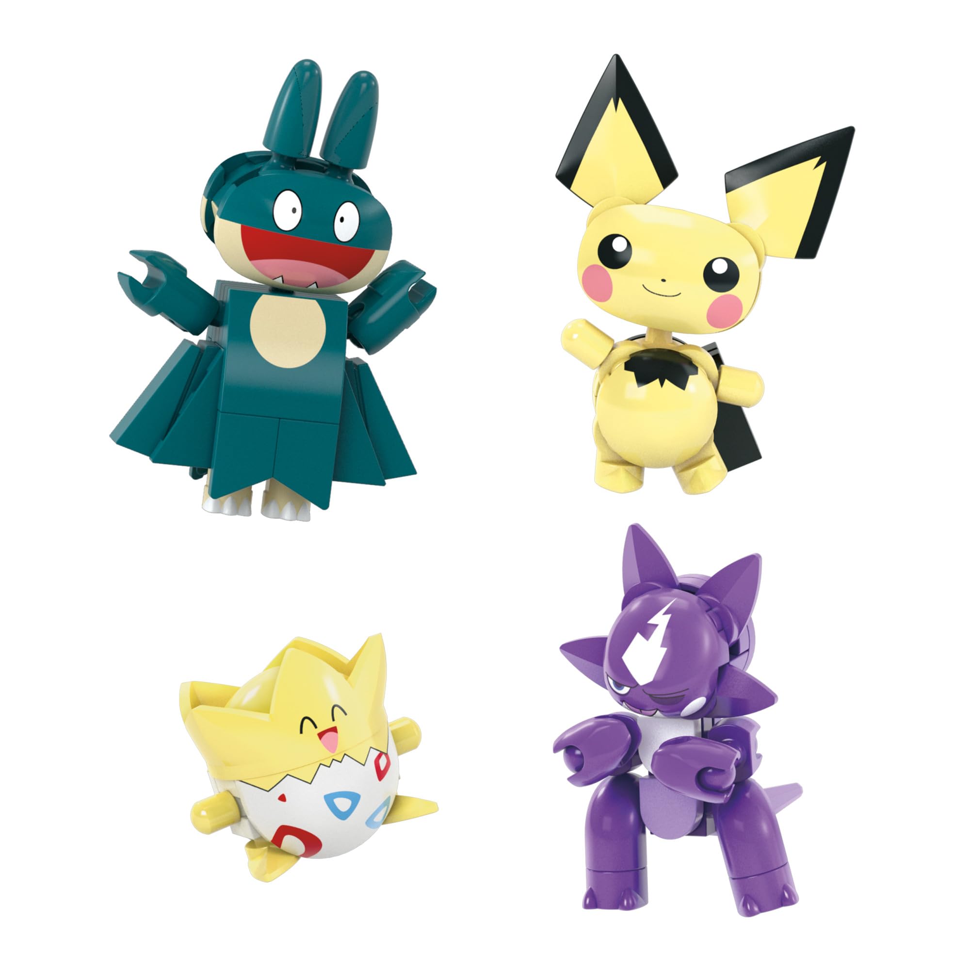 MEGA Pokémon action figure giocattoli da costruzione, Set Allenatore da 8 con 189 pezzi, Togepi Pichu Happiny Munchlax Riolu Toxel Elekid e Mime Jr, regalo per bambini, HKT24