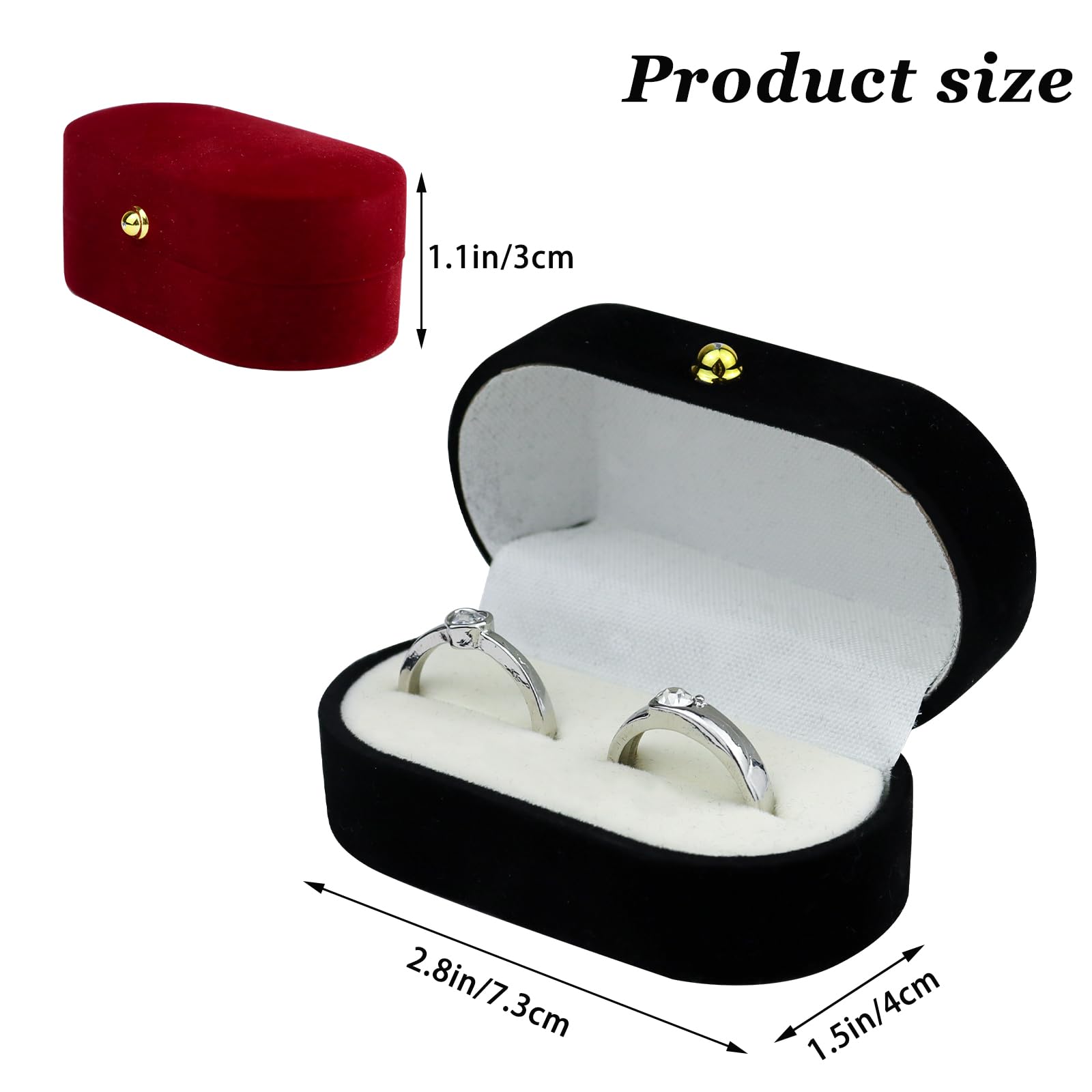 Porta Alianzas Boda de 2 Ranuras, Porta Alianzas de Terciopelo Caja Anillo Ovalados para Compromisos y Bodas, Cajitas Regalo Pequeñas para Anillos, Pendientes, Broches (gris)