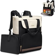 GOLF SUPAGS Diaper Bag Backpack with Portable Changing Pad 25L Baby Bag Insulated lunch box Backpack Fits 17.3" Laptop Black & White