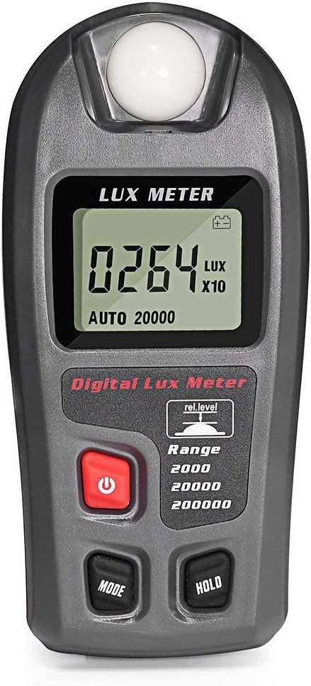 XSMeterHouse Light Meter Tester Measuring Luxmeter with Digital LCD Display for Study Plants Living Room (Range: 0.1~200,000Lux, 0.01~20,000Fc)