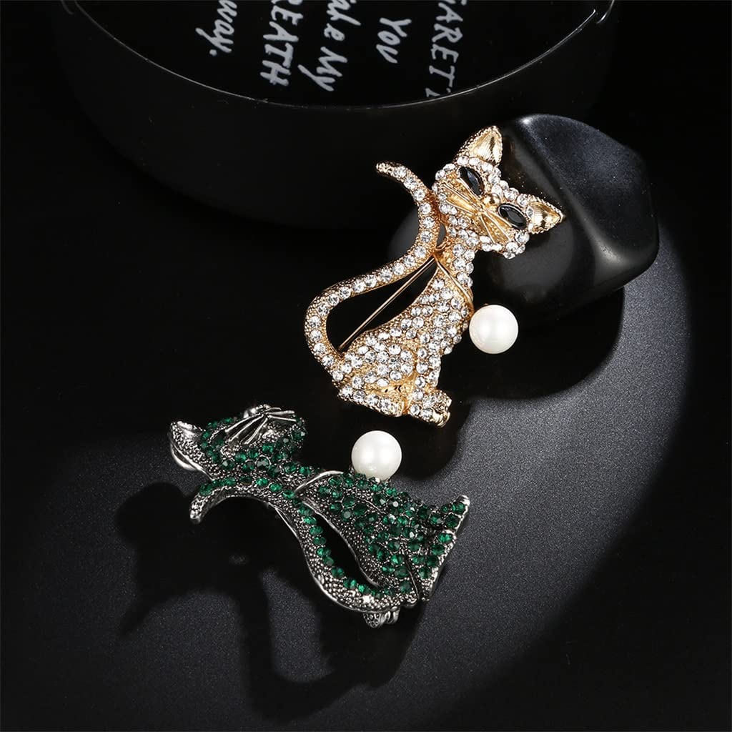 Weibliche Retro Perle Nette Katze Brosche Weibliche Brosche Kleid Pin Mantel Passend