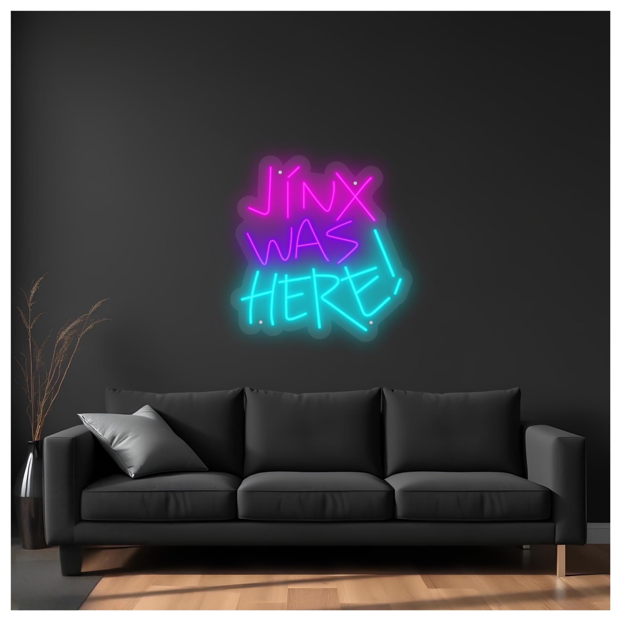 SHOUXI Sign Lamp Jinx was Here Neon Sign, Suitable for Game Room Decor with Dimmable 40cm