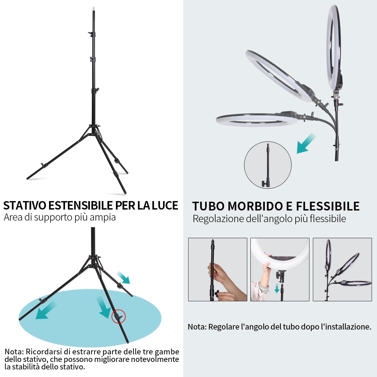 19" LED Luce Anulare Kit con Stativo, Specchio e Supporto per Telefono per La Fotografia in Studio, Ritratto, Selfies, Live Streaming, Registrazione Video, Riempimento Trucco di Bellezza