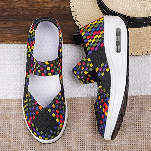 Women's Platform Wedge Sandals Woven Pumps Mary Jane Shoes Comfortable Walking Shoes2