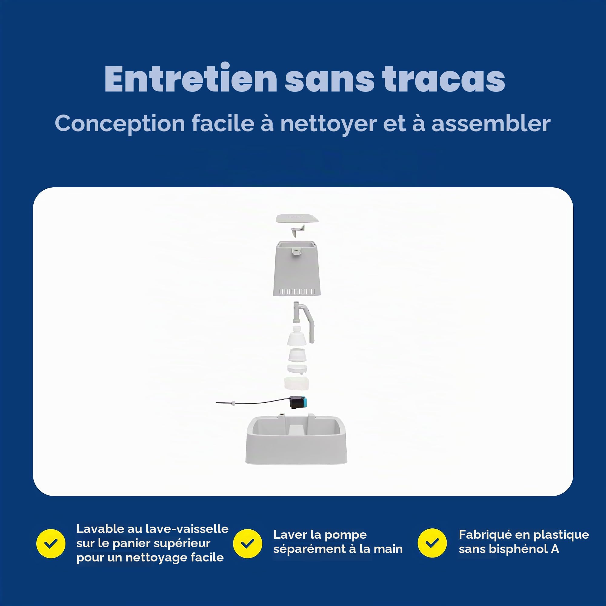 PetSafe Oasys Fontaine à Eau pour Chat ou Chien de Taille Moyenne, Distributeur d'eau filtrée Lavable au Lave-Vaisselle avec contrôle du débit, filtres Inclus, Facile à Nettoyer