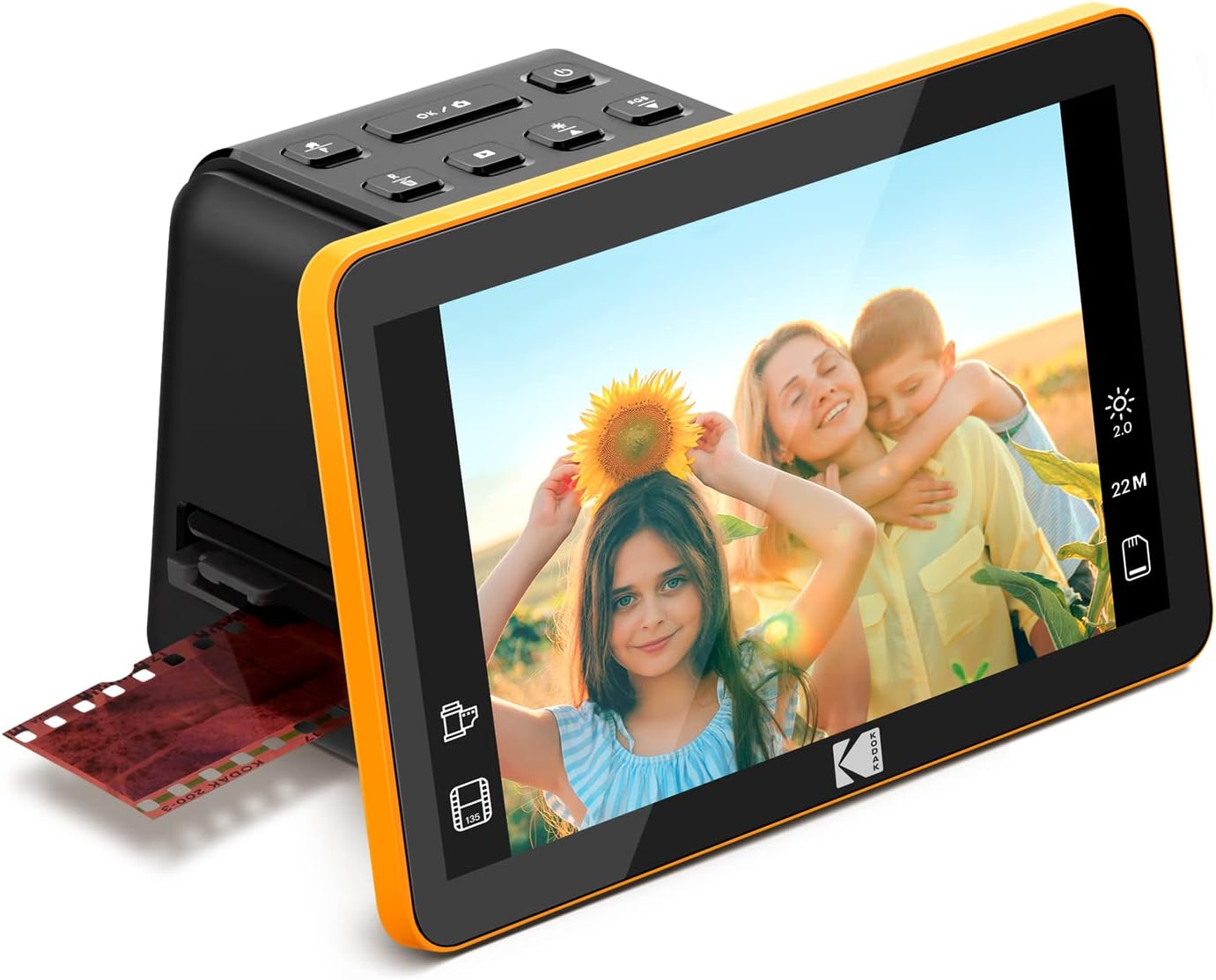 RODFS70 Kodak Slide And Scan Digital Film Scanner 7 Inches Max - Large 7 Inches LCD Screen, Convert Color and B and W Negatives and Slides 35 mm, High Resolution 22 MP JPEGs,Black