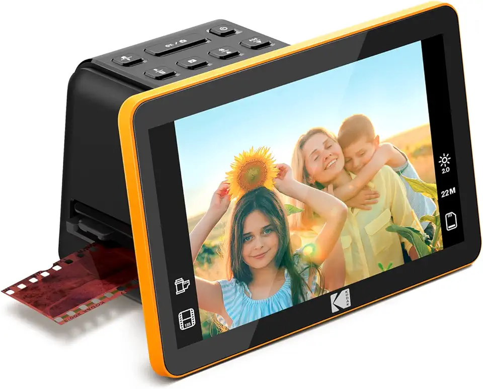KODAK Scanner de filme digital Slide N SCAN máximo de 7 polegadas - Filme negativo e digitalizador com tela LCD grande de 7 polegadas, converte negativos e slides de cor e preto e