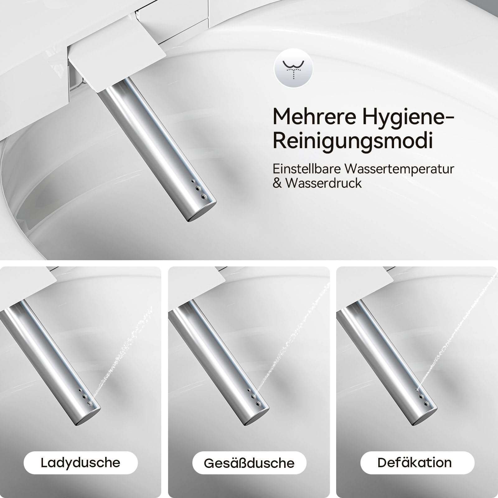 HOROW Wand WC Spülrandlos Set mit Intelligenter Toilettensitz O-form | Komplettpaket für keine Auswahlschwierigkeiten, Dusch WC Sitz mit umfassender Ausstattung, Hänge WC mit starker Spülkraft