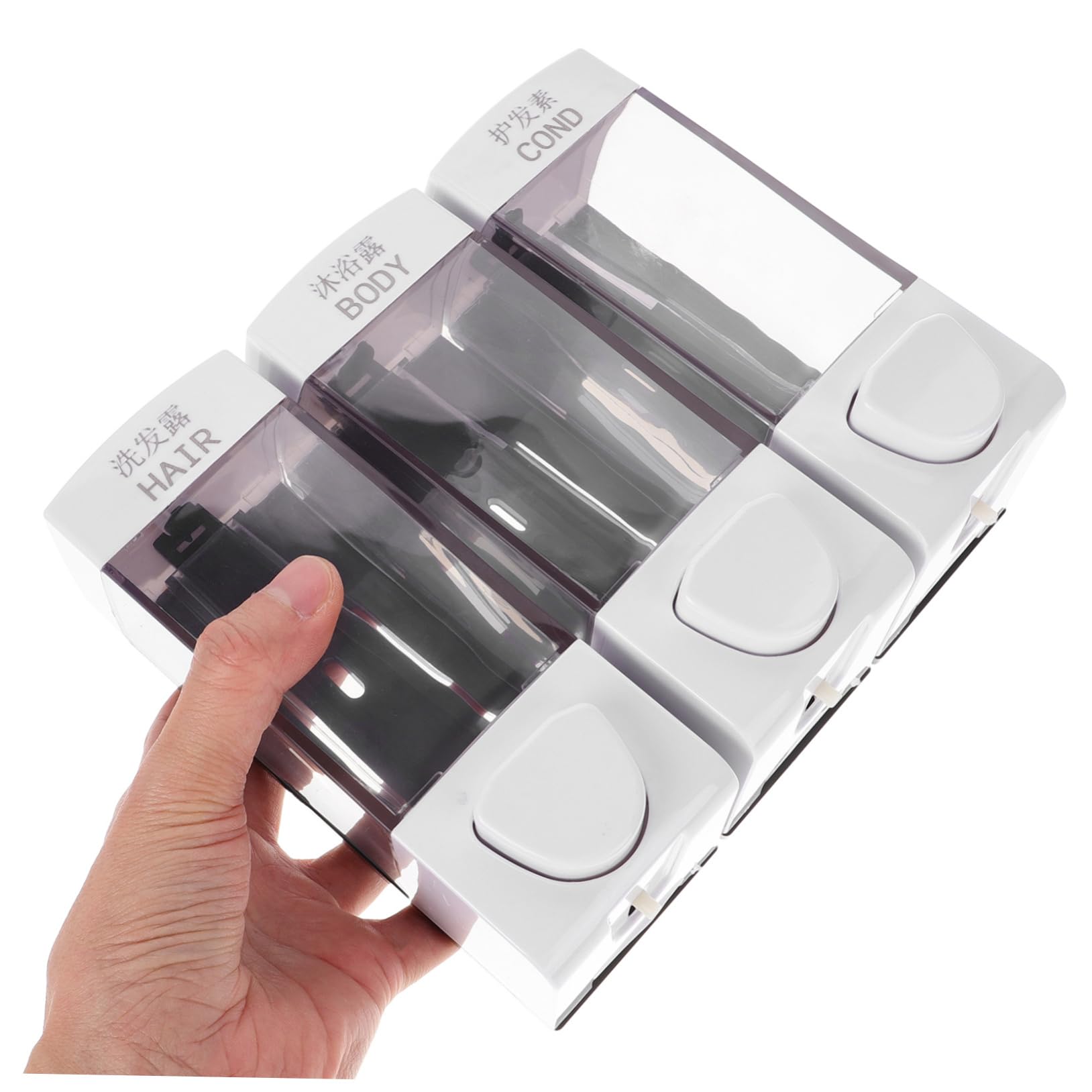 LABRIMP Dispenser Sapone da Doccia a Parete, 3 Scomparti, 1050ml, Abs, Facile da Installare, per Bagno e Shampoo