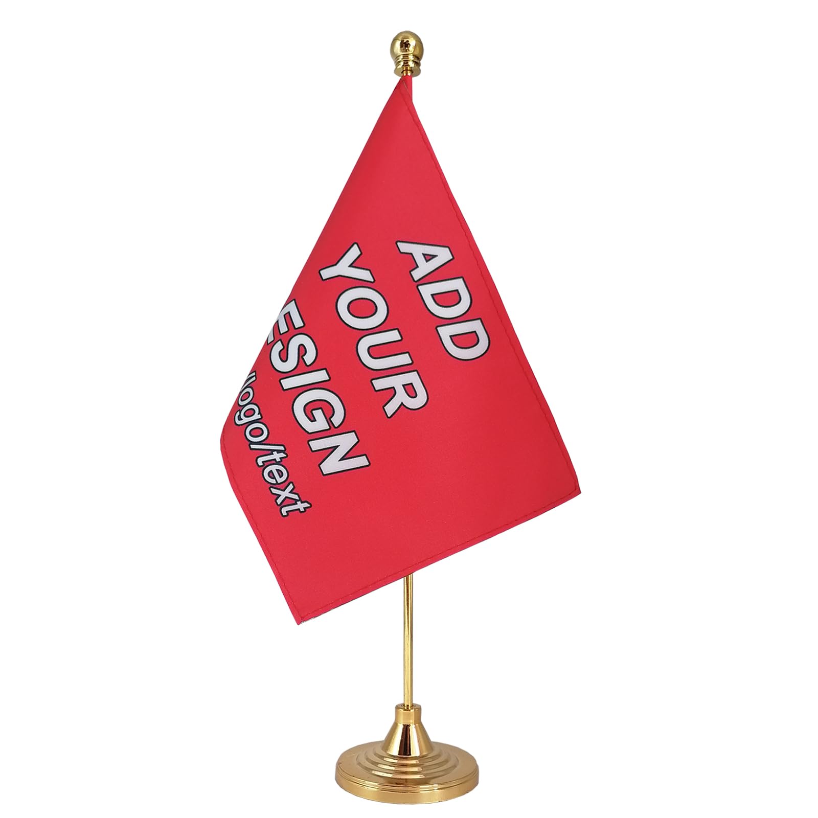 Personalisierte Tischflagge mit Stange und Sockel für Büro, Zuhause, Geschäft (aufrechter Stil) - Rot - 14 x 21 cm