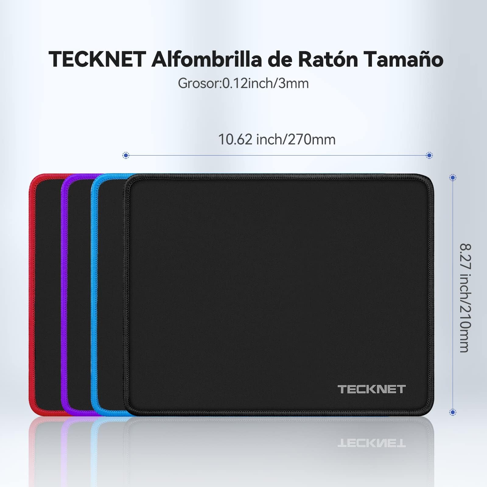 TECKNET L Alfombrilla de ratón, 270 x 210 x 3 mm, Superficie de Tela Impermeable, Seguimiento Fluido y preciso, Alfombrillas de ratón para Ordenador PC portátil, Base de Goma Antideslizante