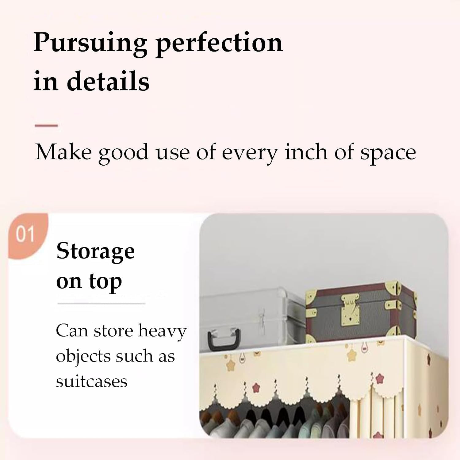 Portable Closet Portable Metal Iron Wardrobe Storage Closet Easy to Assemblev Foldable Wardrobe for Hanging Saves Space Clothes Closet Spacious