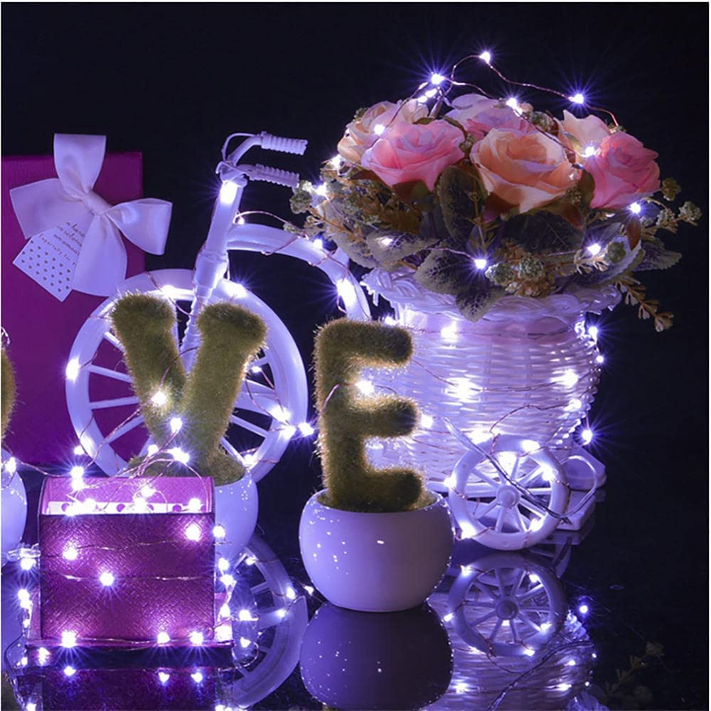 Lichterketten | Dekorative Lichterkette aus Kupferdraht for Garten, Zuhause, Party, Hochzeit, Festival, Weihnachtsfarben(White,10M(32.8T) 100LED)