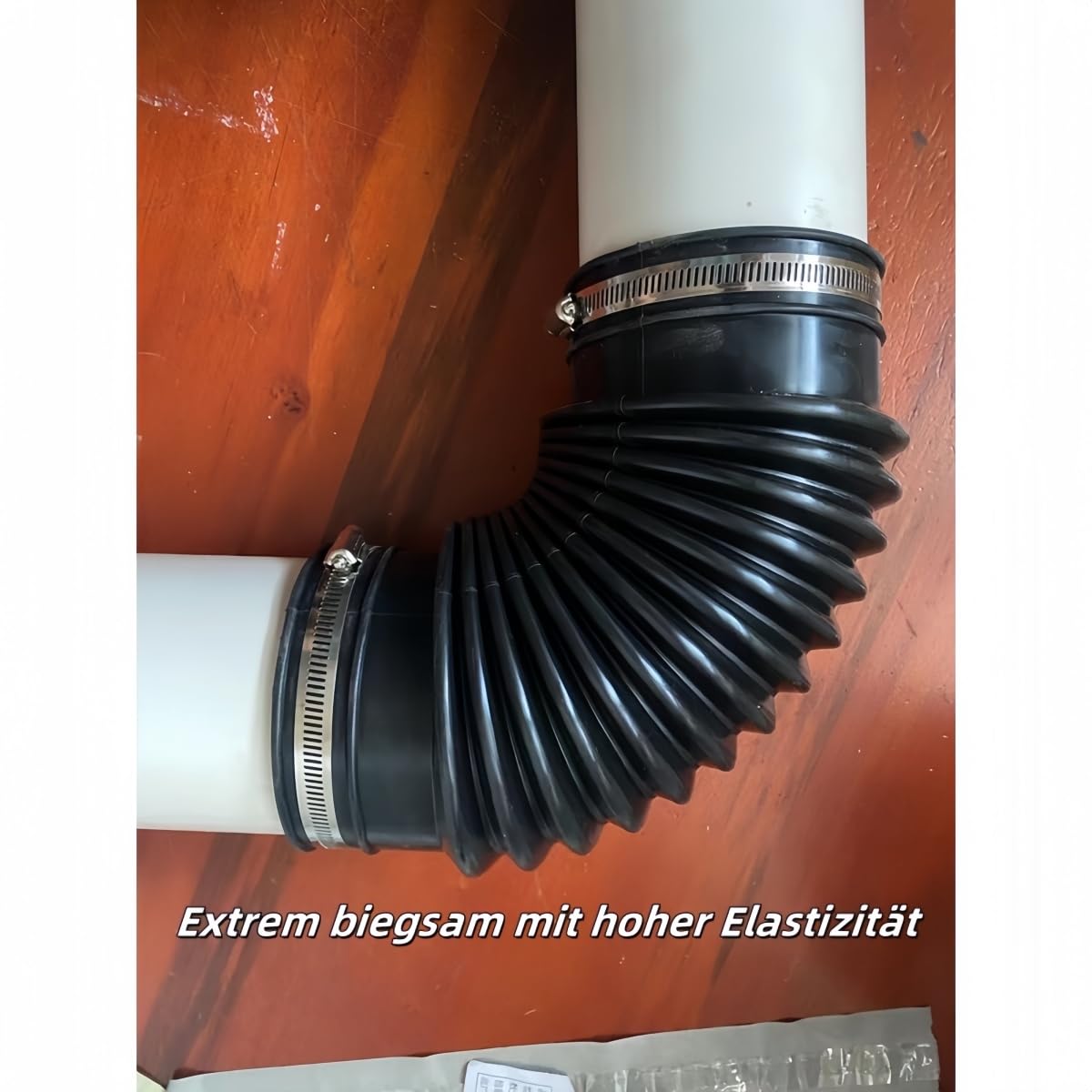 Gummiflex - Tubo corrugado con abrazaderas para manguera, color negro, pieza de goma resistente a altas temperaturas para aguas residuales, bombas e instalaciones domésticas (DN110 x 400 mm +