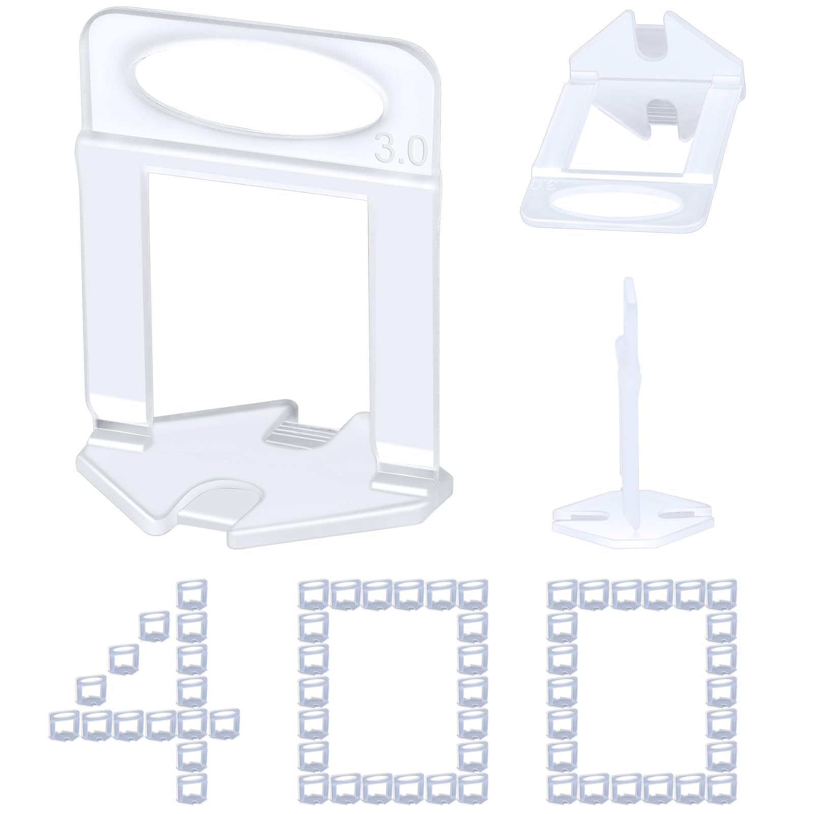 Satisby White 3Mm Tile Leveling Spacers 400Pcs，Heighten Tile Levelling Clips For Tiles With A Thickness Of 15-23Mm