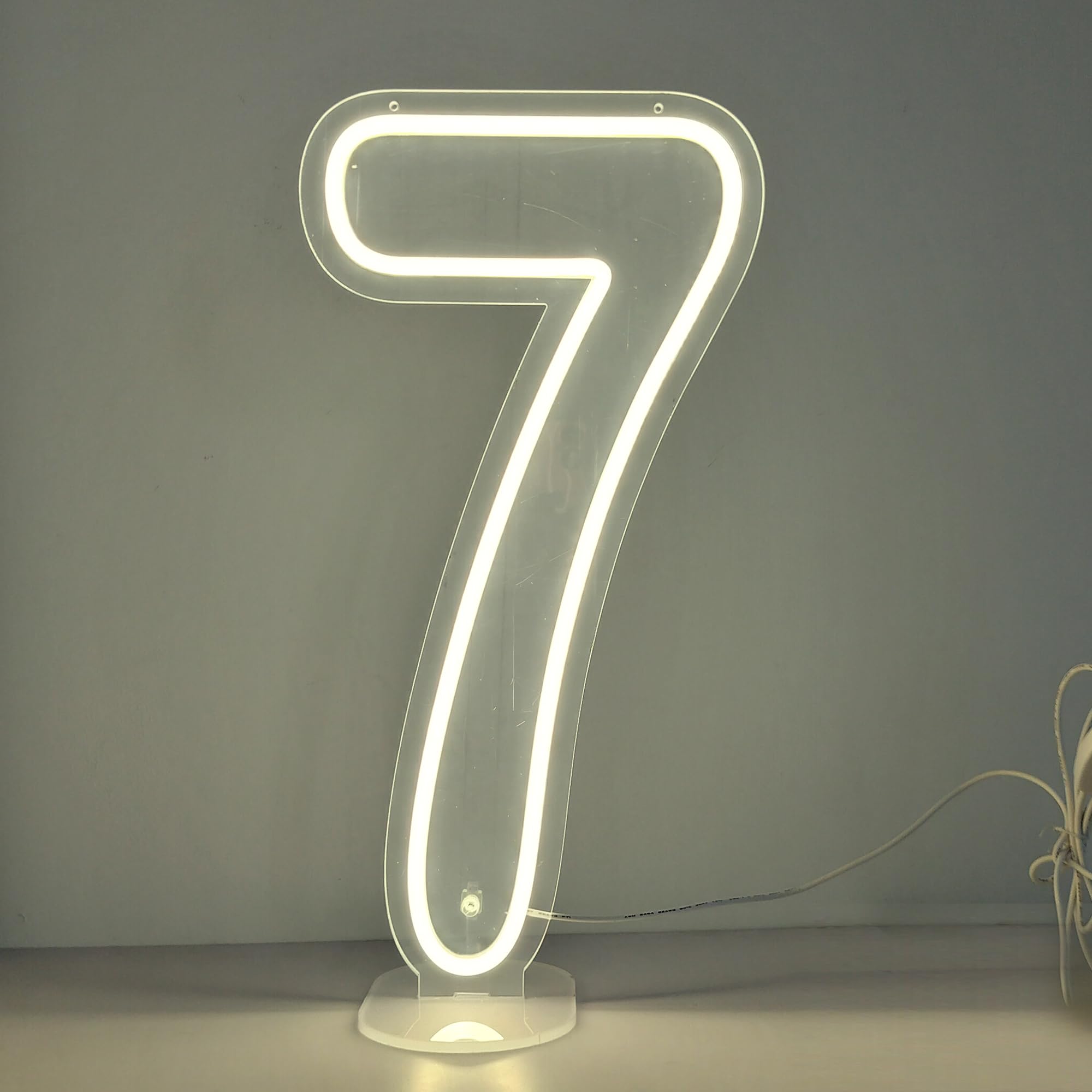 DS&DV 10 x 20inch Warm White Led Neon Number 7 Light Sign — image 1