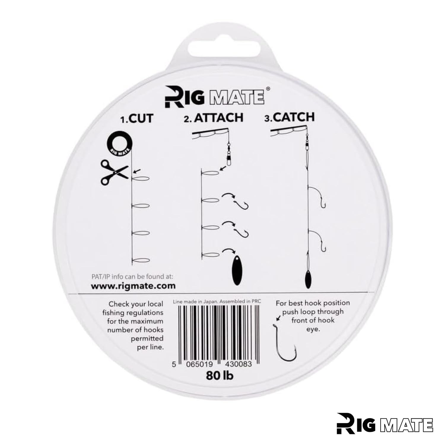 Aparejos de bucle cuentagotas preatados de 80 libras. Carrete de línea de pesca. Bucles de 18 pulgadas de distancia con tamaño de bucle de 5.5 pulgadas. Perfecto para pesca de agua salada y agua dulce